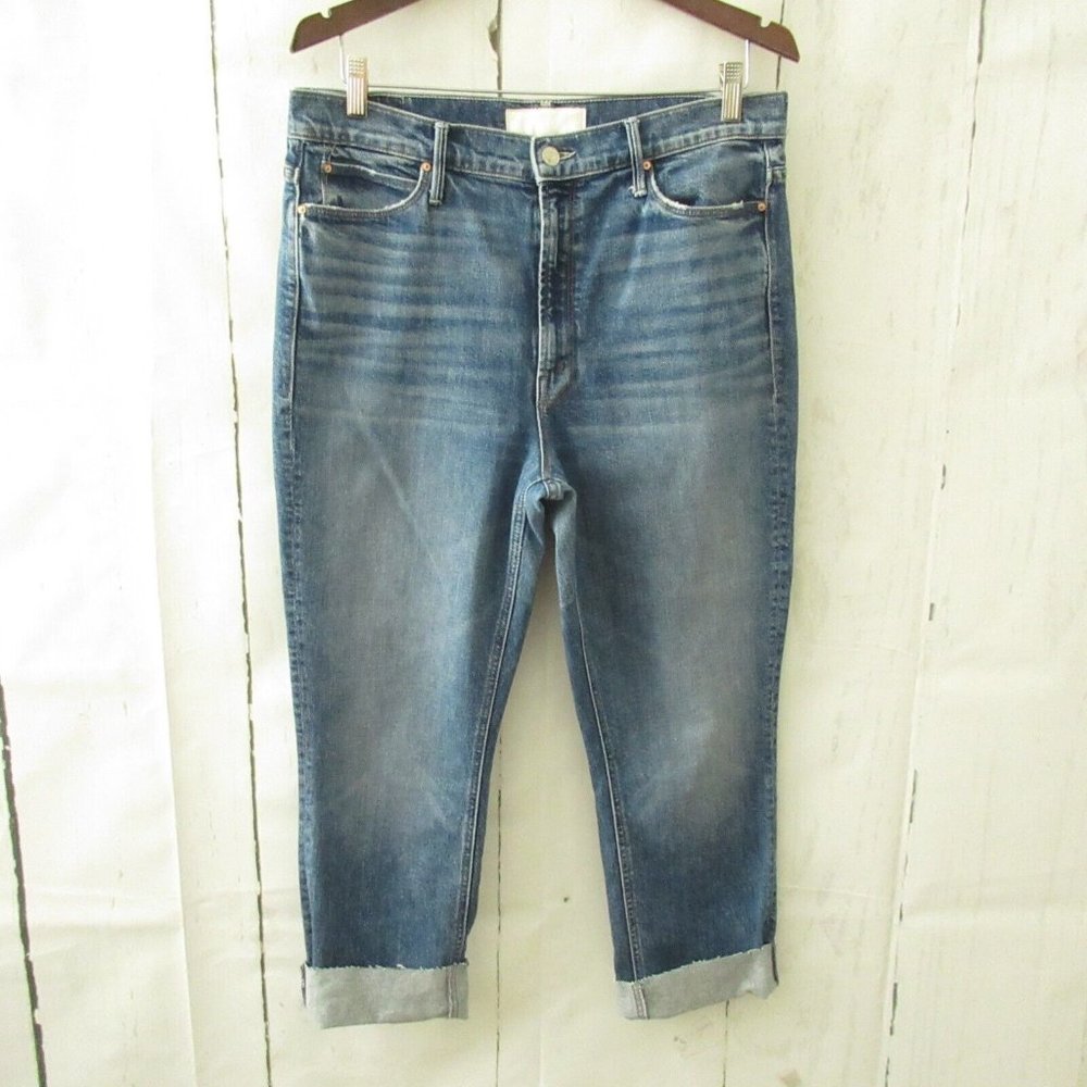 Mother Jeans 33 The Dazzler High Waisted Cowboys Dont Cry Raw Hem Ankle Crop
